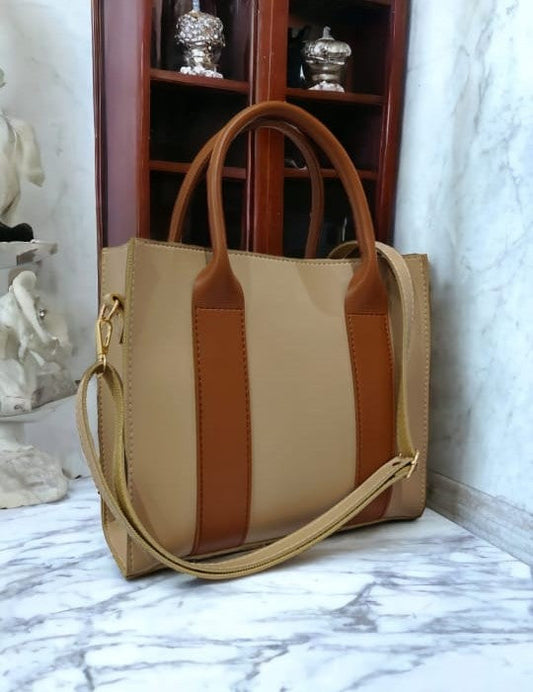 ITALIAN TOTE BEIGE & BROWN