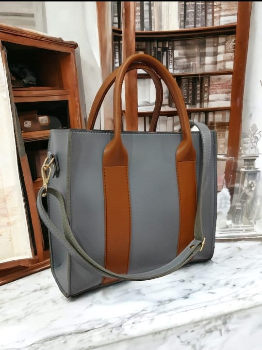 ITALIAN TOTE GREY & BEIGE