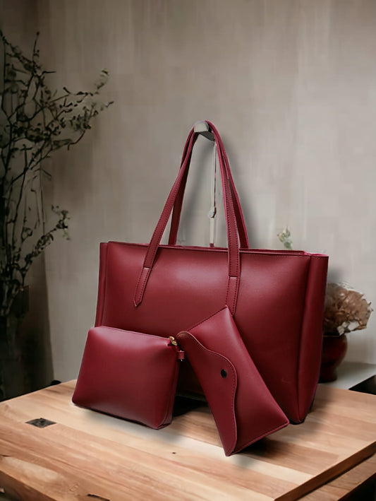 Boss Tote 3 Piece Maroon