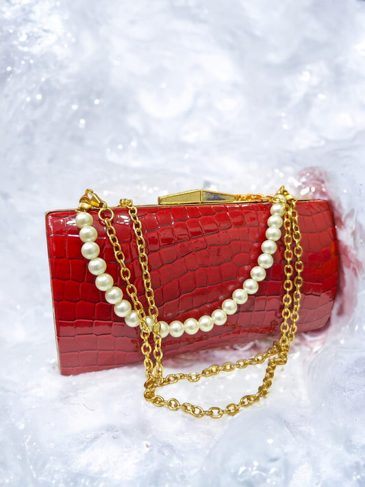 Crimson Elegance Clutch Red